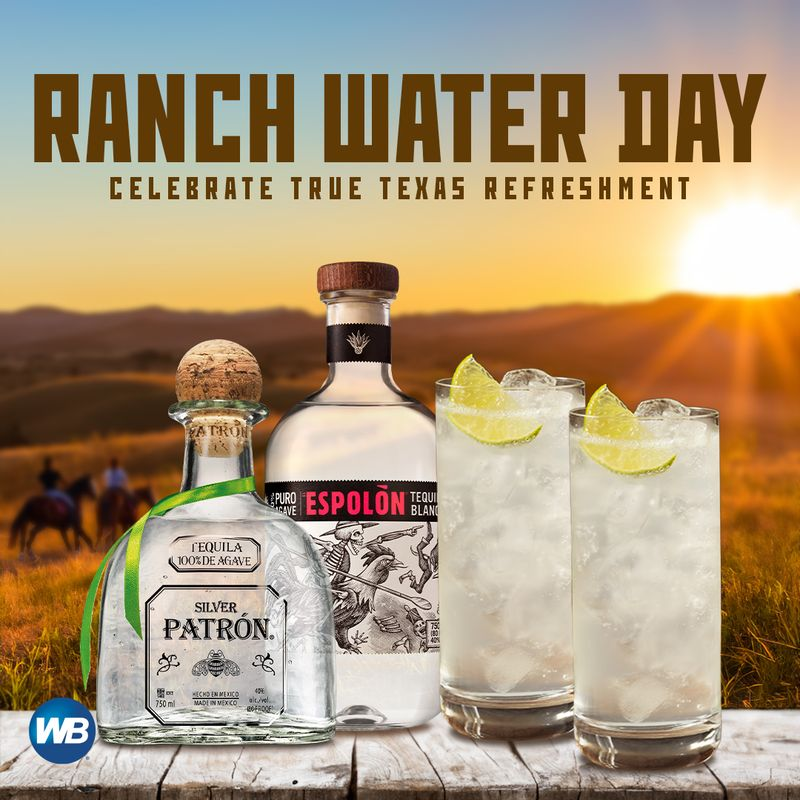 WBLiquors's tweet photo. It's #RanchWaterDay! 🤠🎉 Celebrate with our featured tequilas on special this month:
⭐ $29 Espolón Silver 750mL
⭐ $48 Patrón Silver 750mL
*Specials available in-store at WB from 4/1-4/30.  #TequilaLovers #EspolonTequila #PatronTequila #RanchWaterCocktail https://t.co/63dgq1nckD