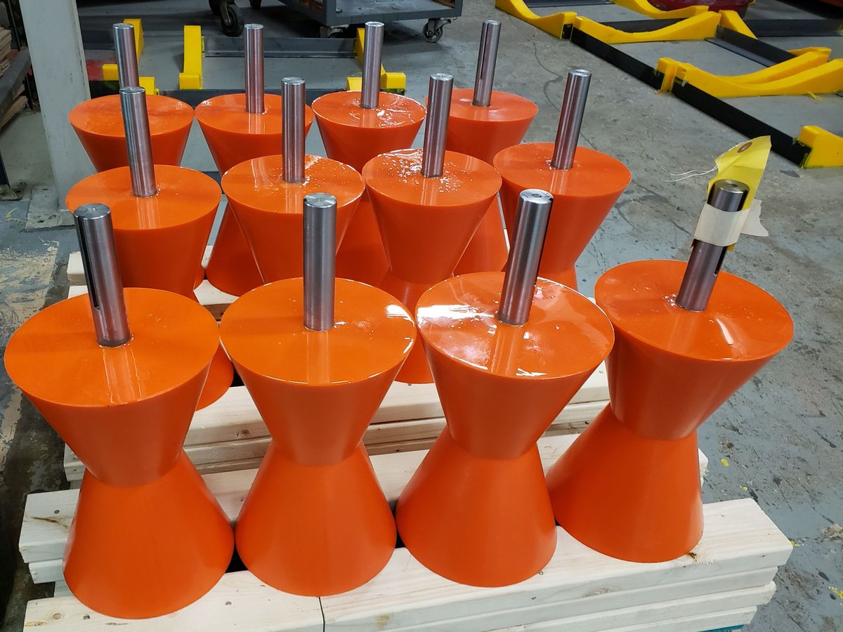 Polyurethane V-Rollers for Tube Mills. Made complete with steel through shafts or recovery of used ones. #AISTech2024 #tubemills #steelindustry