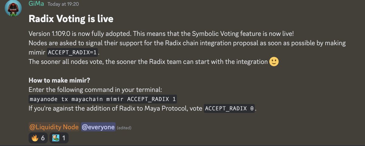 The voting for the proposal to integrate <a href="/radixdlt/">Radix - Radically Different DeFi</a> is now live!

Join our discord for more information: discord.gg/mayaprotocol