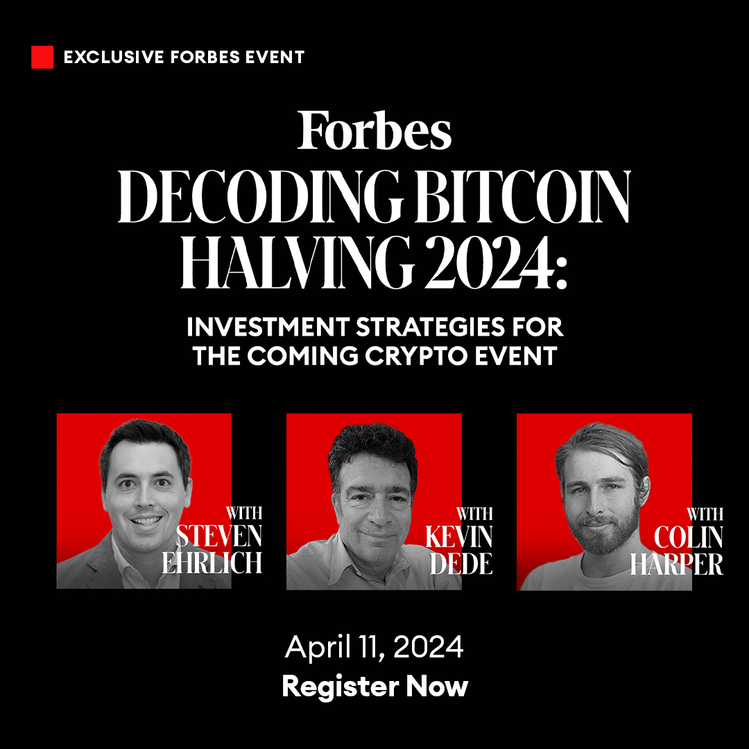 THURSDAY - I will be hosting a #bitcoin #halving webinar with @AsILayHodling and Kevin Dede from H.C. Wainwright. We will cover everything that investors need to know about the quadrennial event. Sign up here! forbes.zoom.us/webinar/regist…