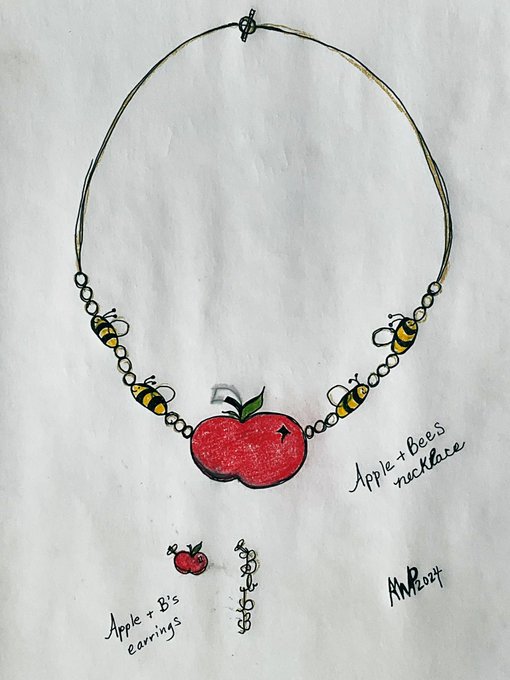 My new #Applebees #Necklace &amp; #Earrings matching set design. #Apple #Bees #Couture #NecklaceSet #Artsy<a href="/tag/applebees"class="tags">#Applebees</a><a href="/tag/necklace"class="tags">#Necklace</a><a href="/tag/earrings"class="tags">#Earrings</a><a href="/tag/chain"class="tags"><span>#chain</span></a><a href="/tag/apple"class="tags"><span>#apple</span></a><a href="/tag/couture"class="tags"><span>#couture</span></a><a href="/tag/artbasel"class="tags"><span>#artbasel</span></a><a href="/tag/jewelry"class="tags"><span>#jewelry</span></a><a href="/tag/design"class="tags"><span>#design</span></a>