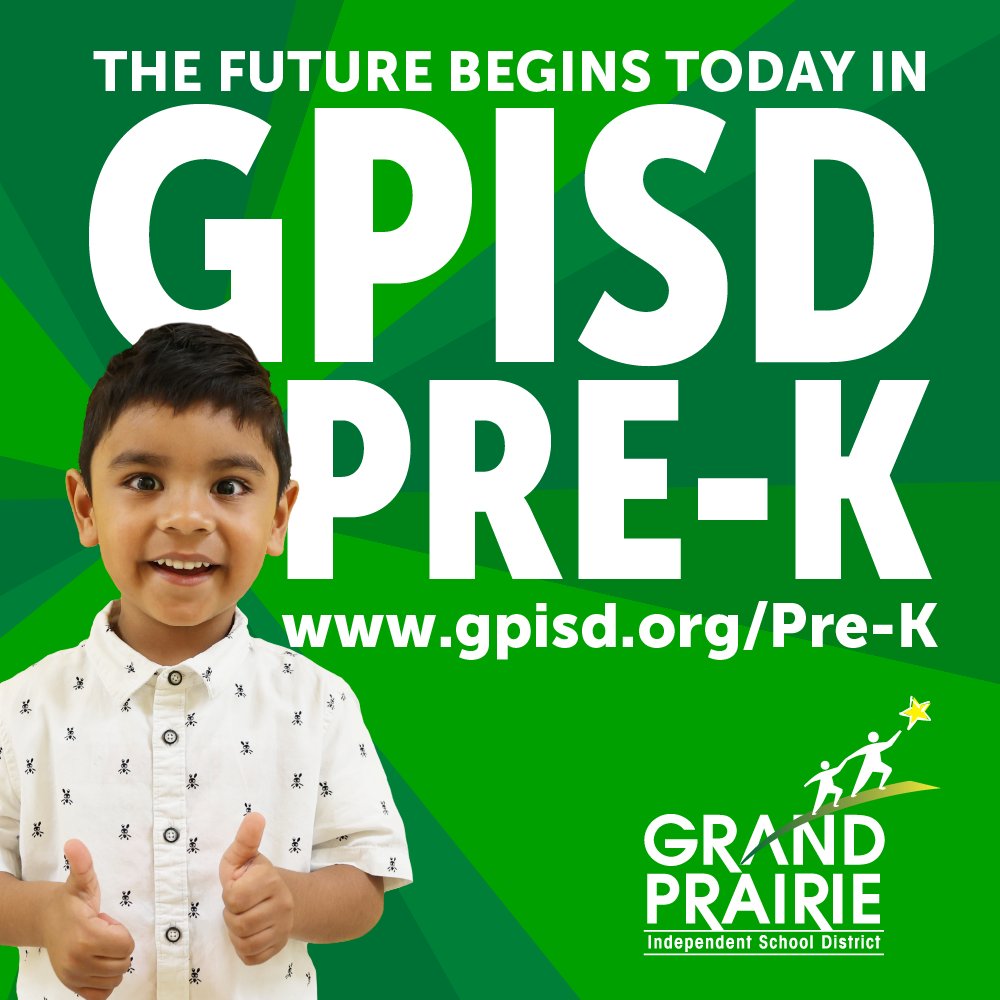 Discover a love for learning in GPISD Pre-K! If your child turns 3 or 4 years old by September 1, it’s time to begin the new student Pre-K registration process for the 2024-2025 school year Visit gpisd.org/Pre-K to learn more about the application and enrollment process.