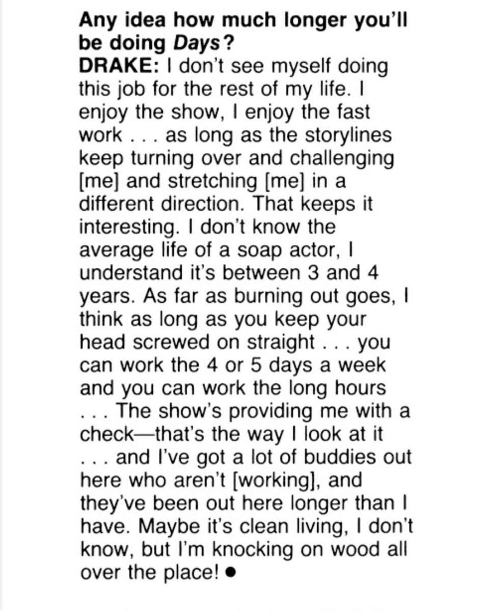 It turns out Drake underestimated his longevity on Days back in the 90's. I'm so glad he's been here for 38 years and counting. He's right where he should be. ❤️👑🥰 #Jarlena #JohnBlack #Days #DaysRoyalty