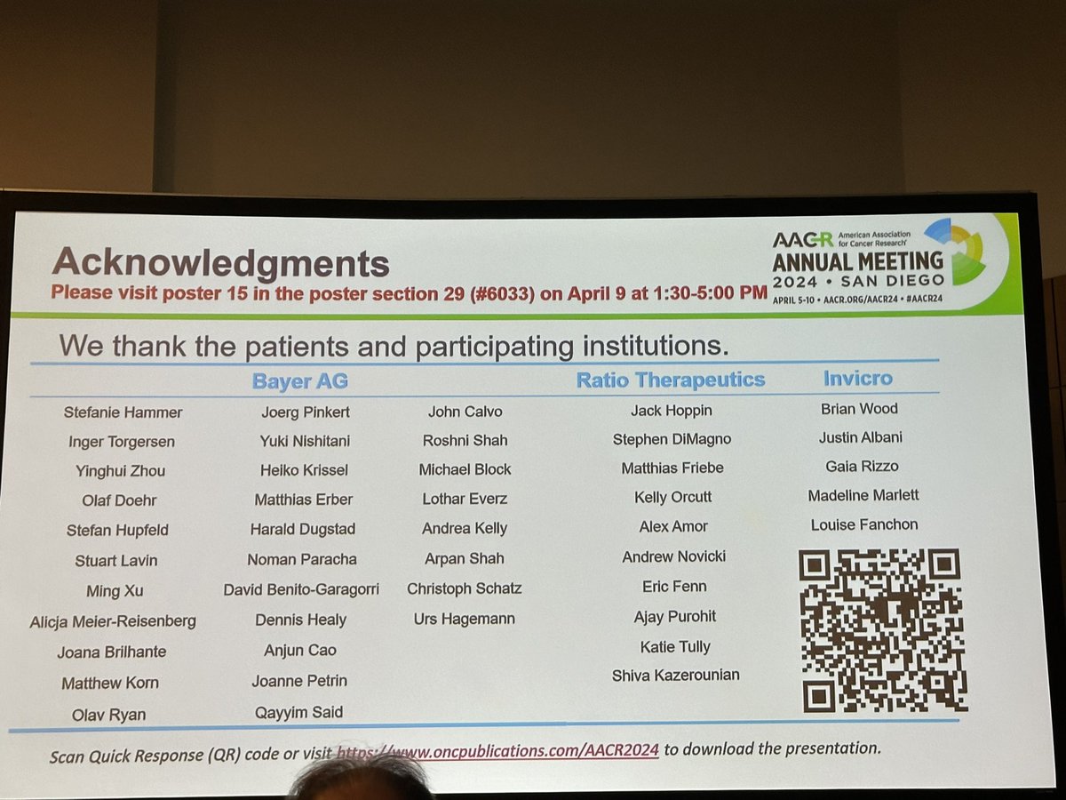 The last #AACR24 New Drugs on the Horizon session kicks off with 225Ac-PSMA-Trillium (BAY 3563254) — a new targeted radiotherapy from Bayer. Unfortunately all slides were “Do Not Post” so no structure here. 😢 

There is a presentation link on the last slide though