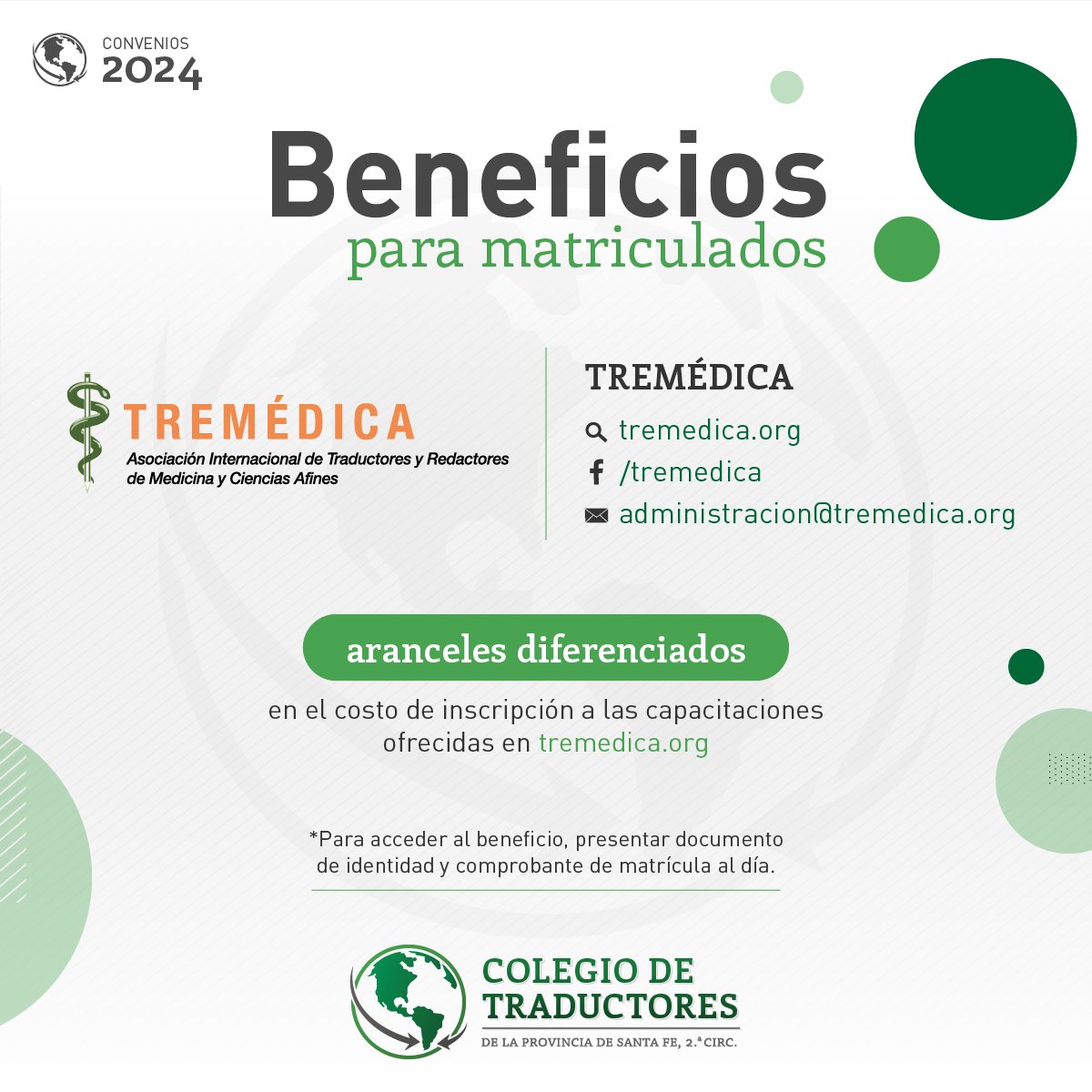 📣 ¡Beneficios 2024! 😄

Nuevo convenio 🤝 con <a href="/TREMEDICA/">Tremédica</a> (Asociación Internacional de Traductores y Redactores de Medicina y Ciencias Afines) 🩺💻

🌐 tremedica.org