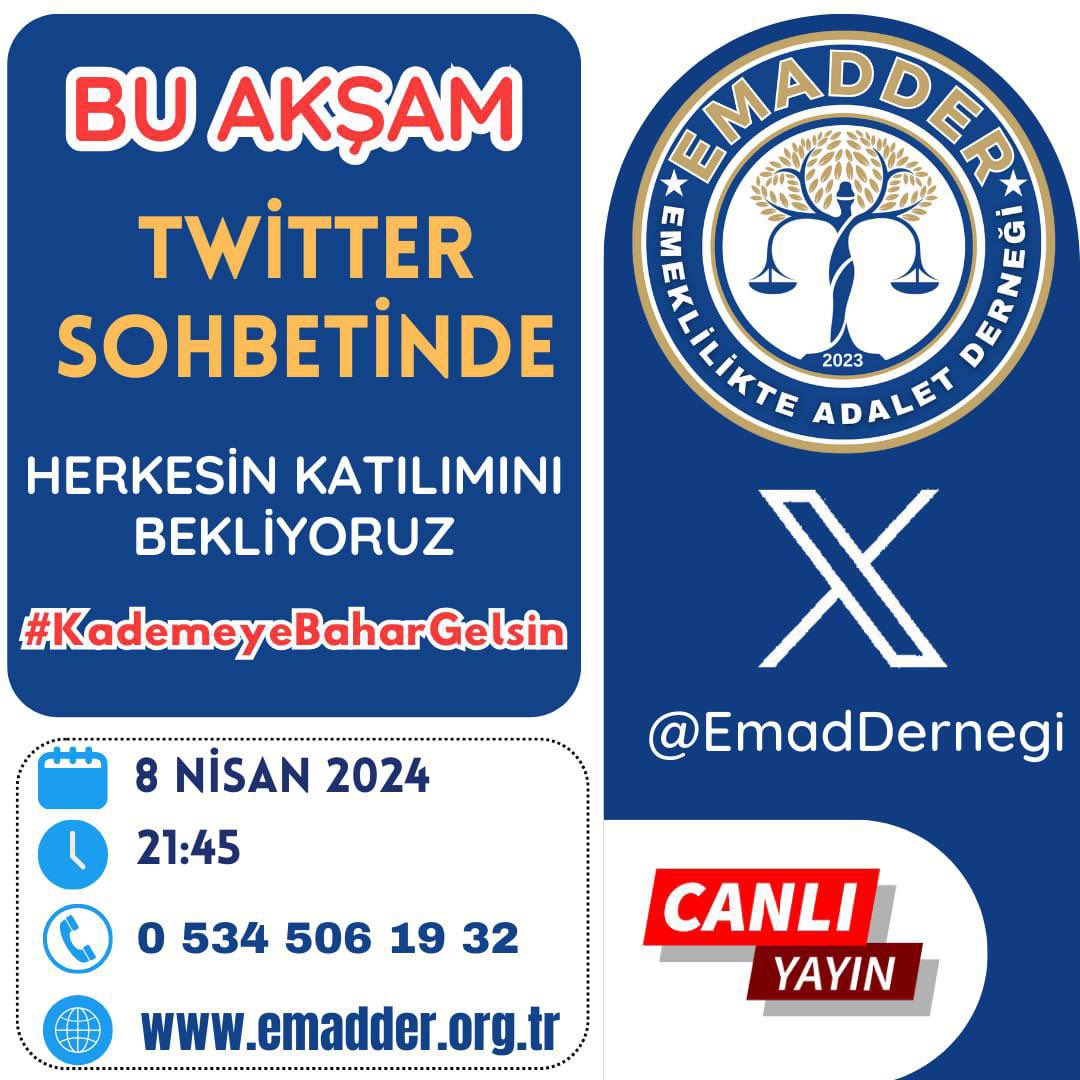 Bu akşamki X sohbetimize tüm mücadele arkadaşlarımız davetlidir. #KademeyeBaharGelsin