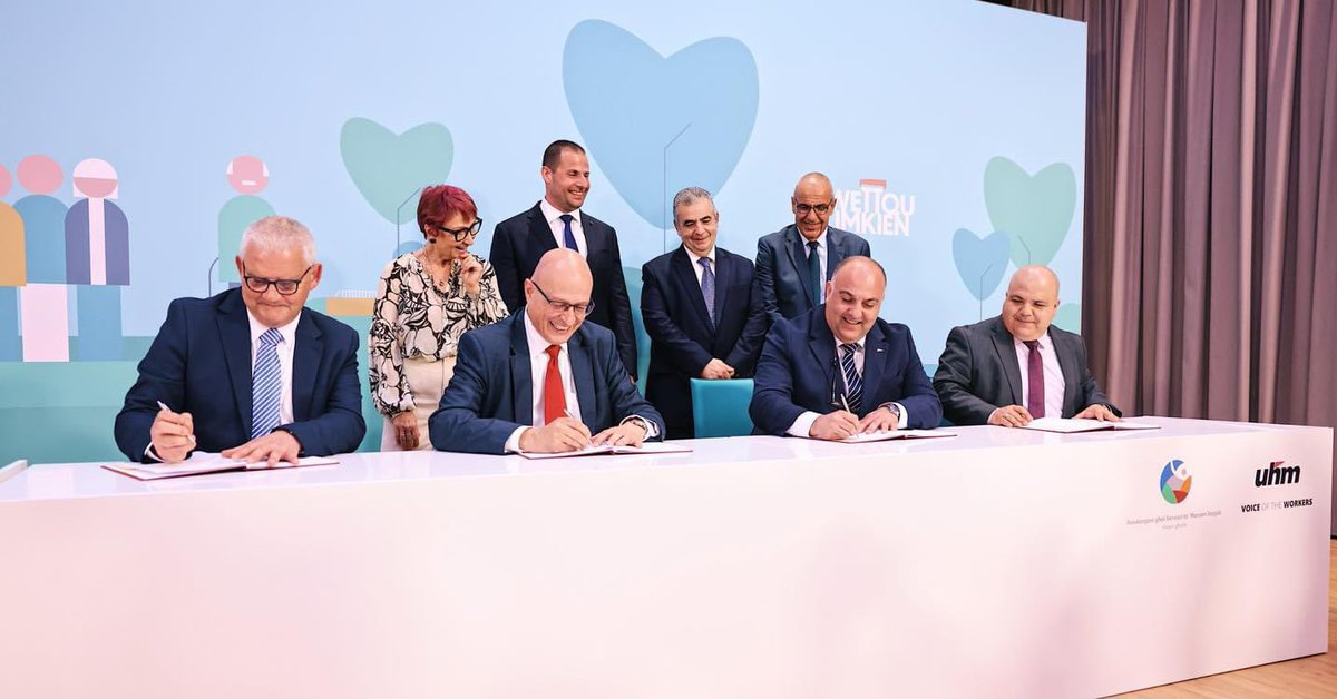 A significant milestone as we finalize a new collective agreement 📑 for 1,000 FSWS workers, enhancing working conditions and salaries. @RobertAbela_MT @MaltaGov