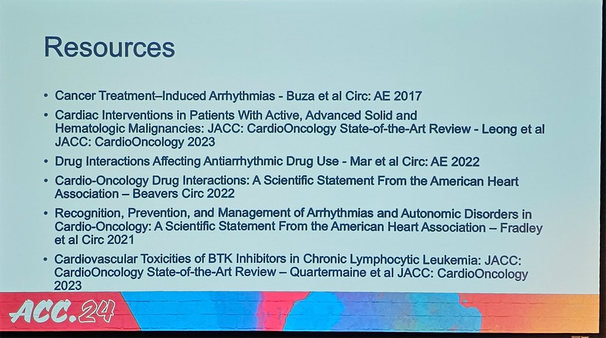 Ventricular Arrhythmias in the #CardOnc population by @dredcronin. 🫀Ibrutinib can induce VAs 🫀ICD therapy is as common in anthracycline-related cardiomyopathy as in DCM/ICM! 🫀Consider ICDs and CRT in those who would qualify by non-chemo related CM criteria #ACC24