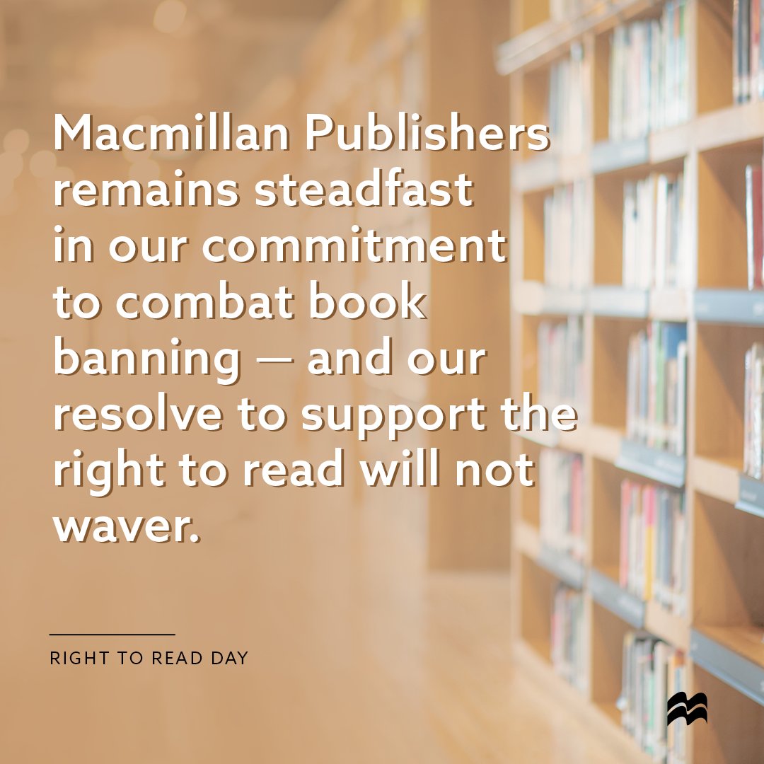 'As we mark the second annual #RightToReadDay, Macmillan remains steadfast in our commitment to combat book banning... and our resolve to support the right to read will not waver.' — Jon Yaged (CEO, @MacmillanUSA) bit.ly/RightToReadDay @UABookBans