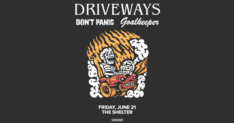 SUPPORT UPDATE 🥅 @goalkeeperband will be joining @drivewaysband and @DontpanicPA at The Shelter on Friday, June 21! Have you gotten your tickets yet?! 🎟 Get 'em NOW: livemu.sc/3VQ11hO