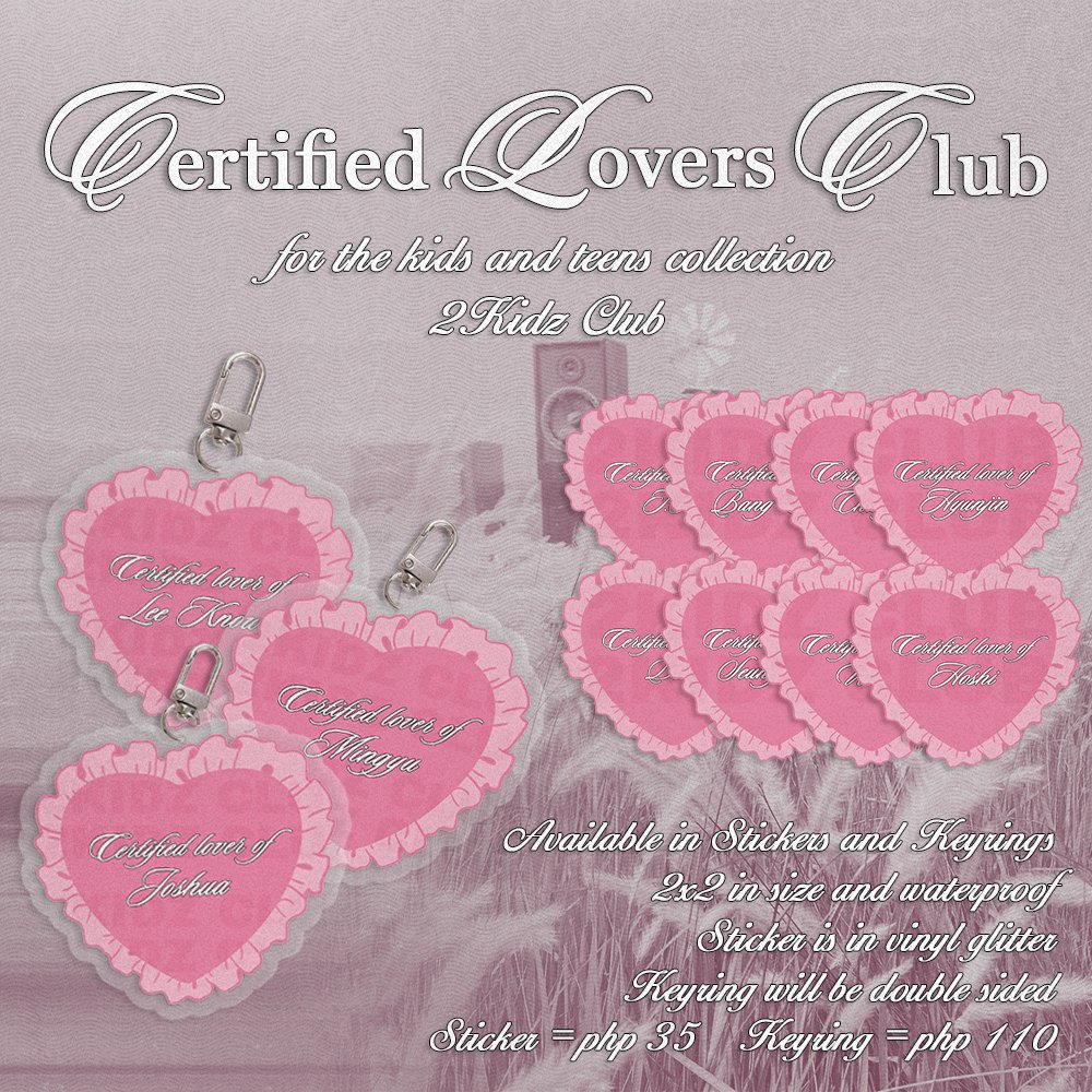 ✩ 𝗳𝗼𝗿 𝘁𝗵𝗲 𝗸𝗶𝗱𝘀 𝗮𝗻𝗱 𝘁𝗲𝗲𝗻𝘀 𝗰𝗼𝗹𝗹𝗲𝗰𝘁𝗶𝗼𝗻 ✩

we are here to certify that you are a lover! 💝

available for order starting 04/17
mark your calendars now 🗓️💋