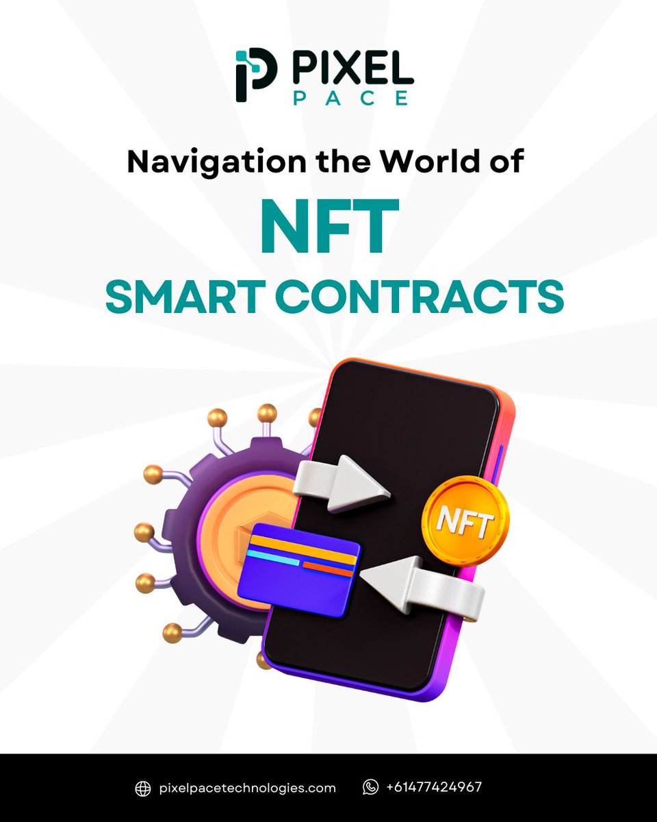 Our NFT smart contracts ensure that your digital assets are protected and immutable, giving you full control over your creations. . Visit Us: pixelpacetechnologies.com or contact us at +61 477 424 967 . #NFT #SmartContracts #CryptoArt #Blockchain #pixelpacetechnologies