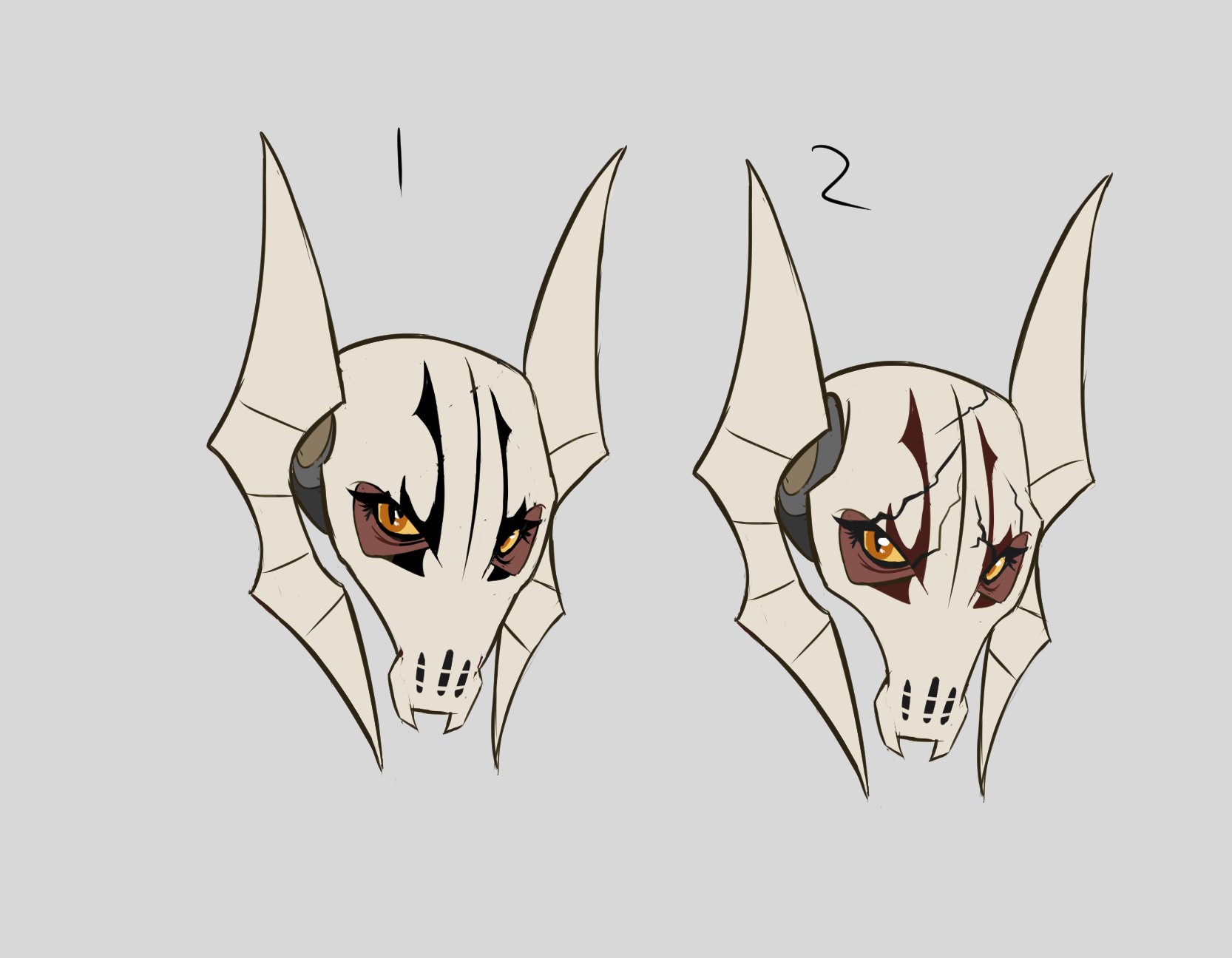 Alorix Comms OPEN on X Female General Grievous because I fucking can The cracks looked cool in his updated cartoon versions so I wanted to try it. 2 is more skull shaped vs