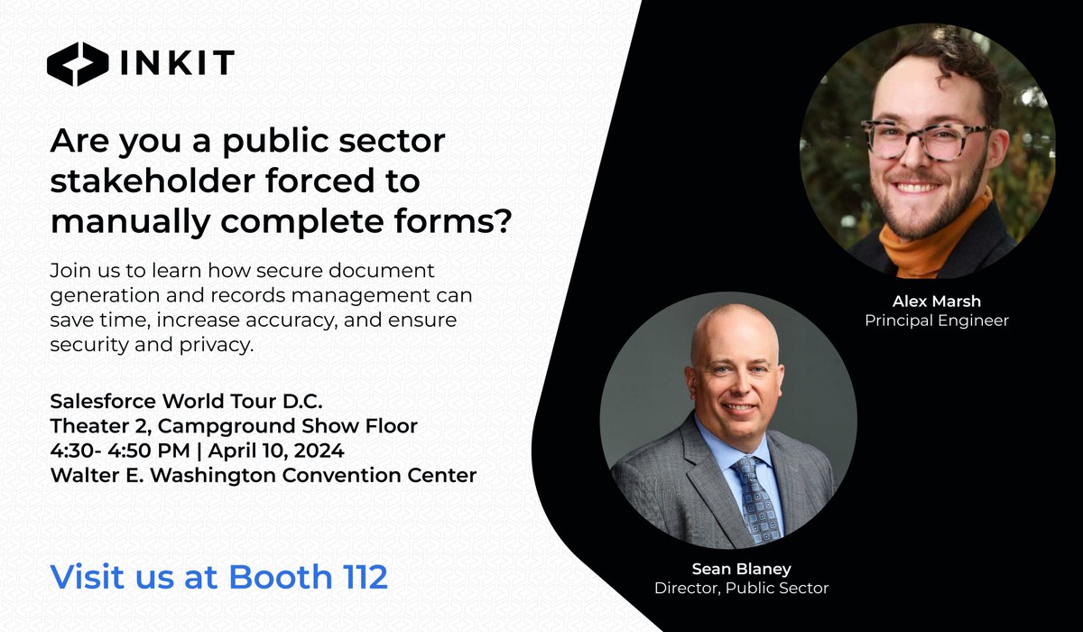 Join us for our session at #SalesforceWorldTour 2024 on April 10 at 4:30 PM in Theatre 2. Join us to learn how Secure #DocGen and #Salesforce can be combined to make form generation easier, faster, more accurate, and more secure. We'll also be in booth 112. 
#worldtourdc #sdg