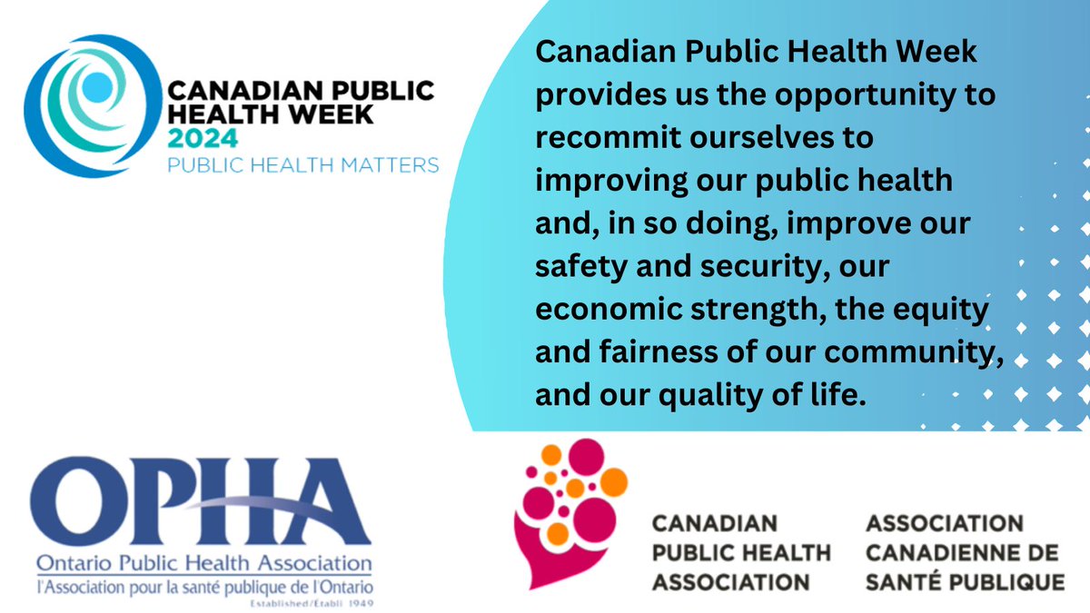 Join us in celebrating Canadian Public Health Week and the public health workforce! Public Health Matters! @CPHA_ACSP #CanPHW #PublicHealthMatters