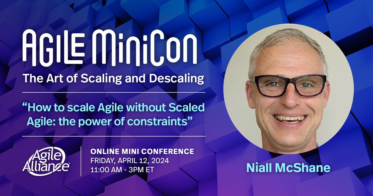Don't miss our Spring #AgileMiniCon this Friday on 'The Art of Scaling and Descaling' with multiple expert speakers, including Niall McShane (@quietcoaching)! Learn more about this online mini-conference now: agilealliance.org/agile-minicon-… #Agile #Scaling #Descaling #ScaledAgile