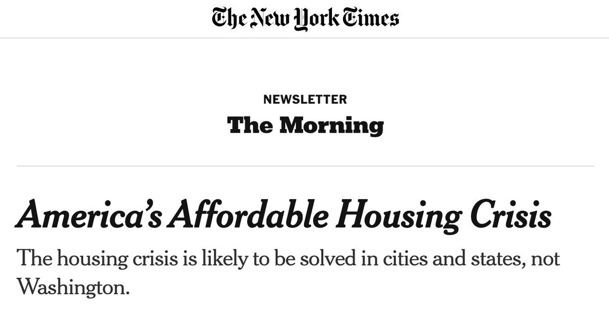 This recent headline from the New York Times exposes a big problem in our housing policy. Housing is the largest expense for most Americans. The federal government should be taking a leadership role.