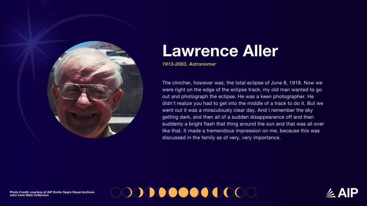 'The clincher, however, was the total eclipse of June 8, 1918.' In this oral history excerpt, astronomer Lawrence Aller (1913-2003), reflects on how witnessing the total #solareclipse in 1918 sparked his interest in astronomy. buff.ly/4aiZl4B