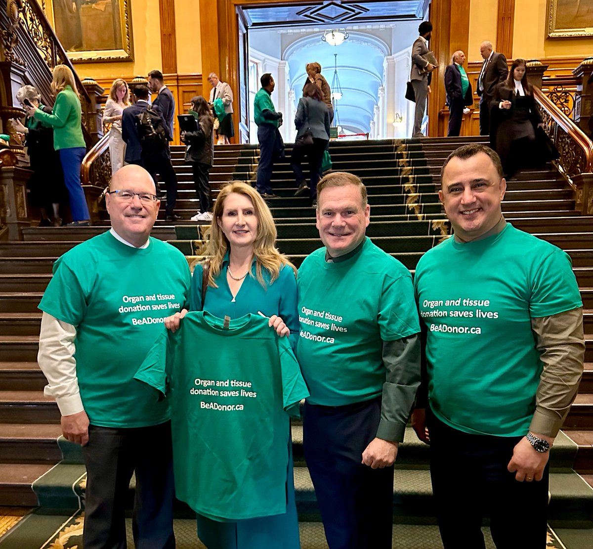 I'd like to sincerely thank my incredible colleagues for supporting #GreenShirtDay. Together, we can continue to honour the legacy of Logan Boulet & help raise awareness for organ and tissue donor registration! Register at ontario.ca/BeADonor #onpoli #donor #loganboulet