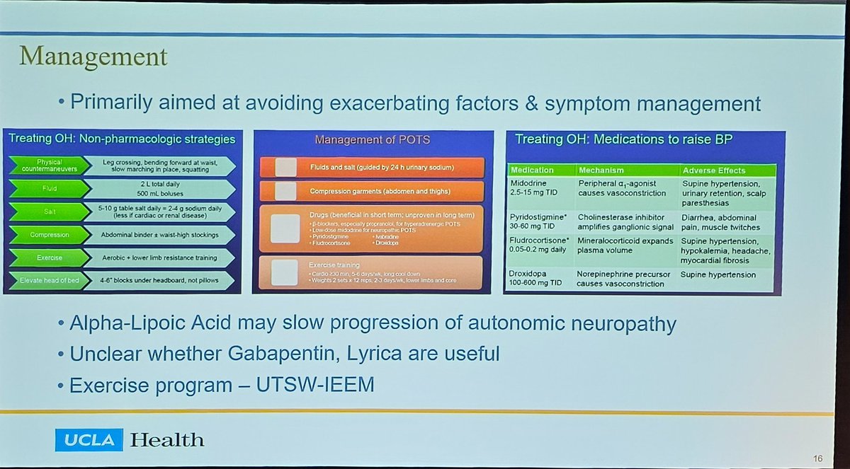 Managing autonomic dysfunction in #CardOnc patients; slides by Dr. Olujimi Ajijola. #ACC24 🫀Screen for symptoms 🫀Test for autonomic neuropathy 🫀Identify exacerbating factors, and manage symptoms of those.