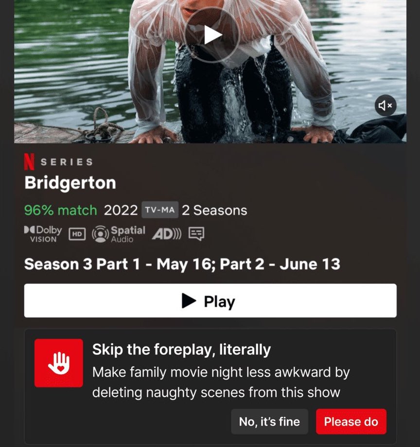 Netflix'e "sevişmeyi atla" özelliği geldi.