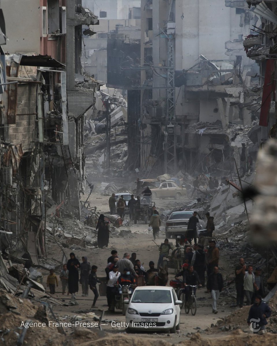 Some Palestinians returned to the city of Khan Younis and found only destruction after Israeli troops withdrew from southern Gaza over the weekend. “When I saw the scene I couldn’t handle it,” one man said. “I completely collapsed and nearly fainted.” nyti.ms/4aO5fLc