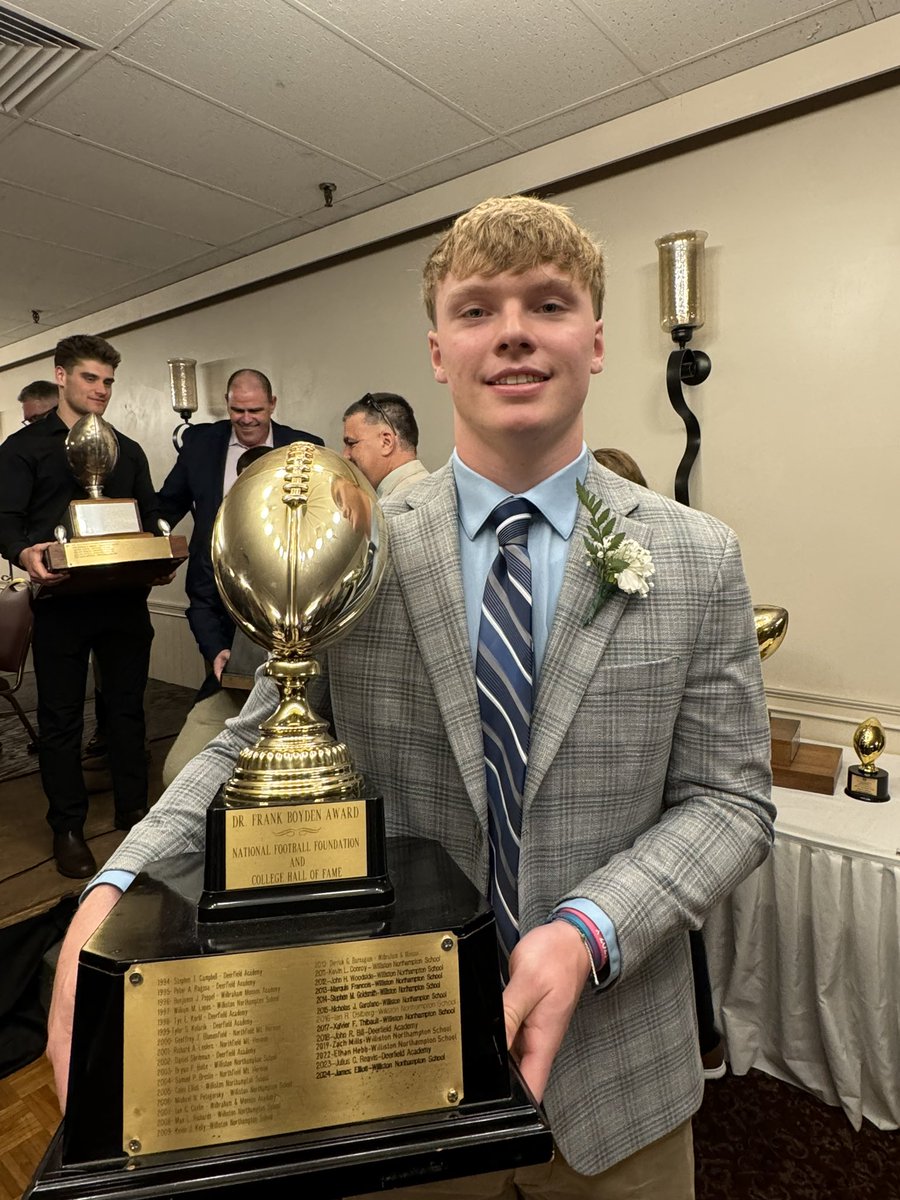 Great night celebrating @James3Elliott! James won the Boyden Award, given for outstanding achievement both on the field and in the classroom by a Western MA Prep football player.