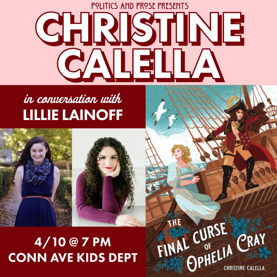 Wednesday, join Christine Calella to discuss THE FINAL CURSE OF OPHELIA CRAY - storms and pirates are nothing compared to the evil within men’s hearts - with @lillielainoff - 7PM @ Conn Ave - bit.ly/3J6vJLP