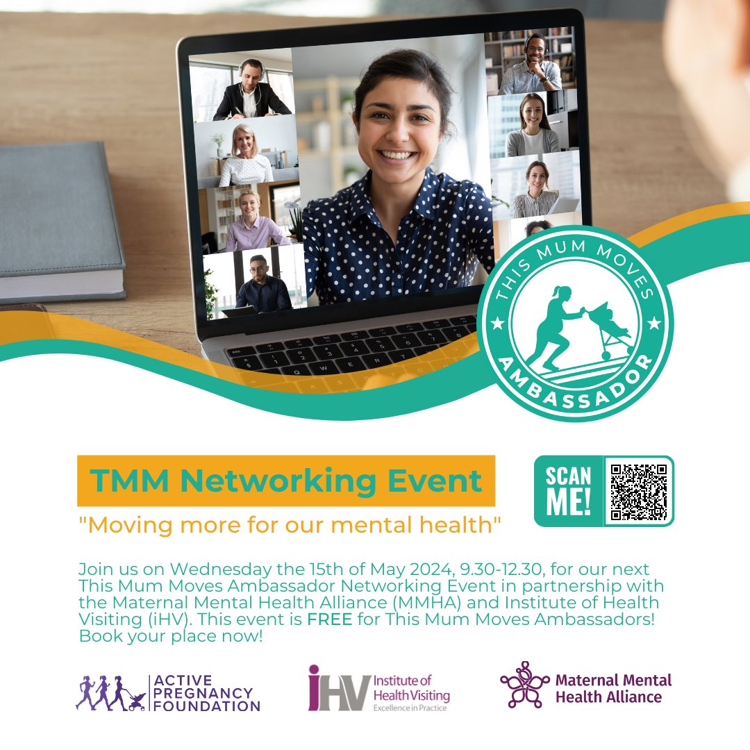 Moving more for our #mentalhealth 💜

Bookings are now open for our next #ThisMumMoves Ambassador networking event, hosted in partnership with the <a href="/MMHAlliance/">Maternal Mental Health Alliance</a> and <a href="/iHealthVisiting/">iHV</a>:

🗓️ 15 May 2024
⏰ 9.30am-12.30pm
💻 Virtual via Zoom
🎟️ shorturl.at/DRTY6