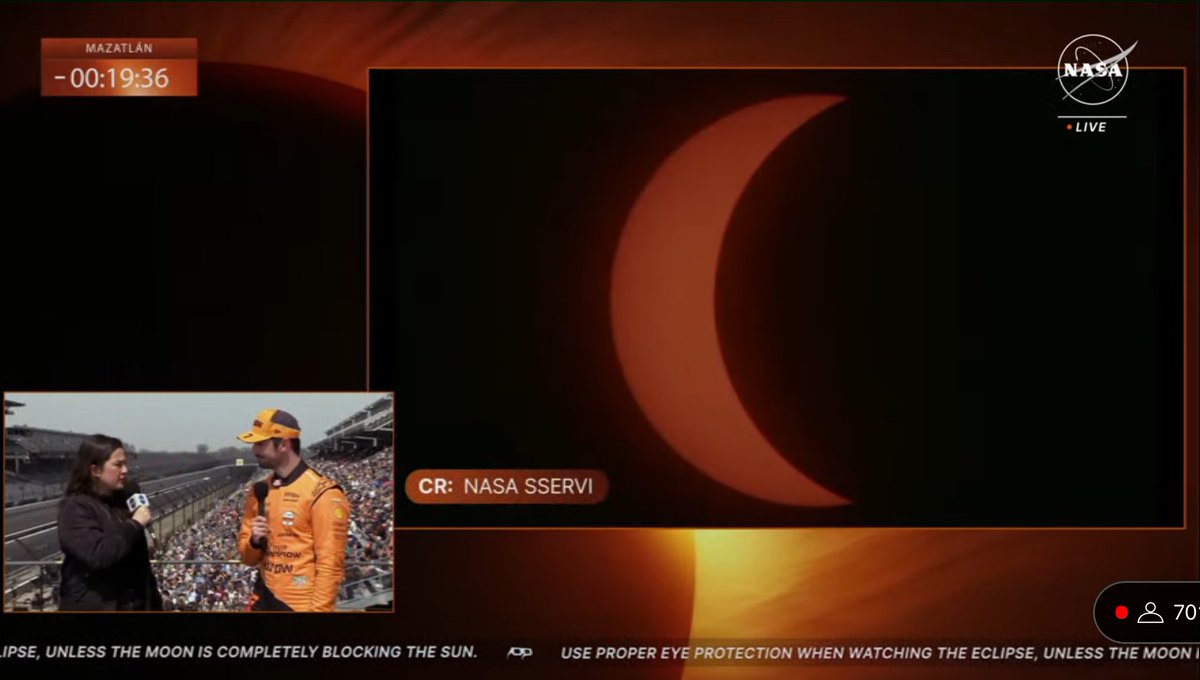 Alexander Rossi en la transmisión del eclipse de la NASA 😅🌒 #Eclipse2024