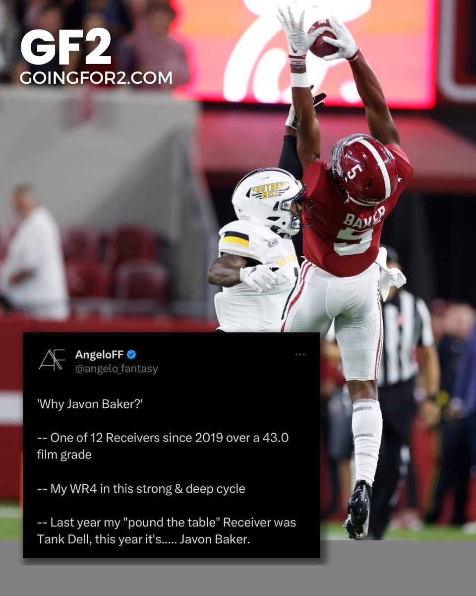 Javon Baker is someone you need to add to your dynasty rookie draft player pool, via @angelo_fantasy. #FantasyFootball #NFLDraft #DynastyFootball #DynastyFantasyFootball
