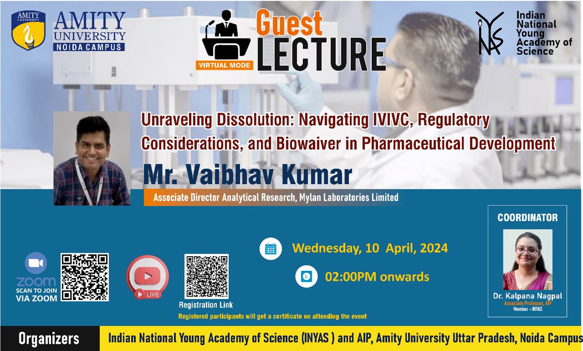 🚀🎯INYAS jointly with AMITY University Noida Campus is organizing a Special Guest Lecture Online by Mr. Vaibhav Kumar. Register Soon!!!🎉