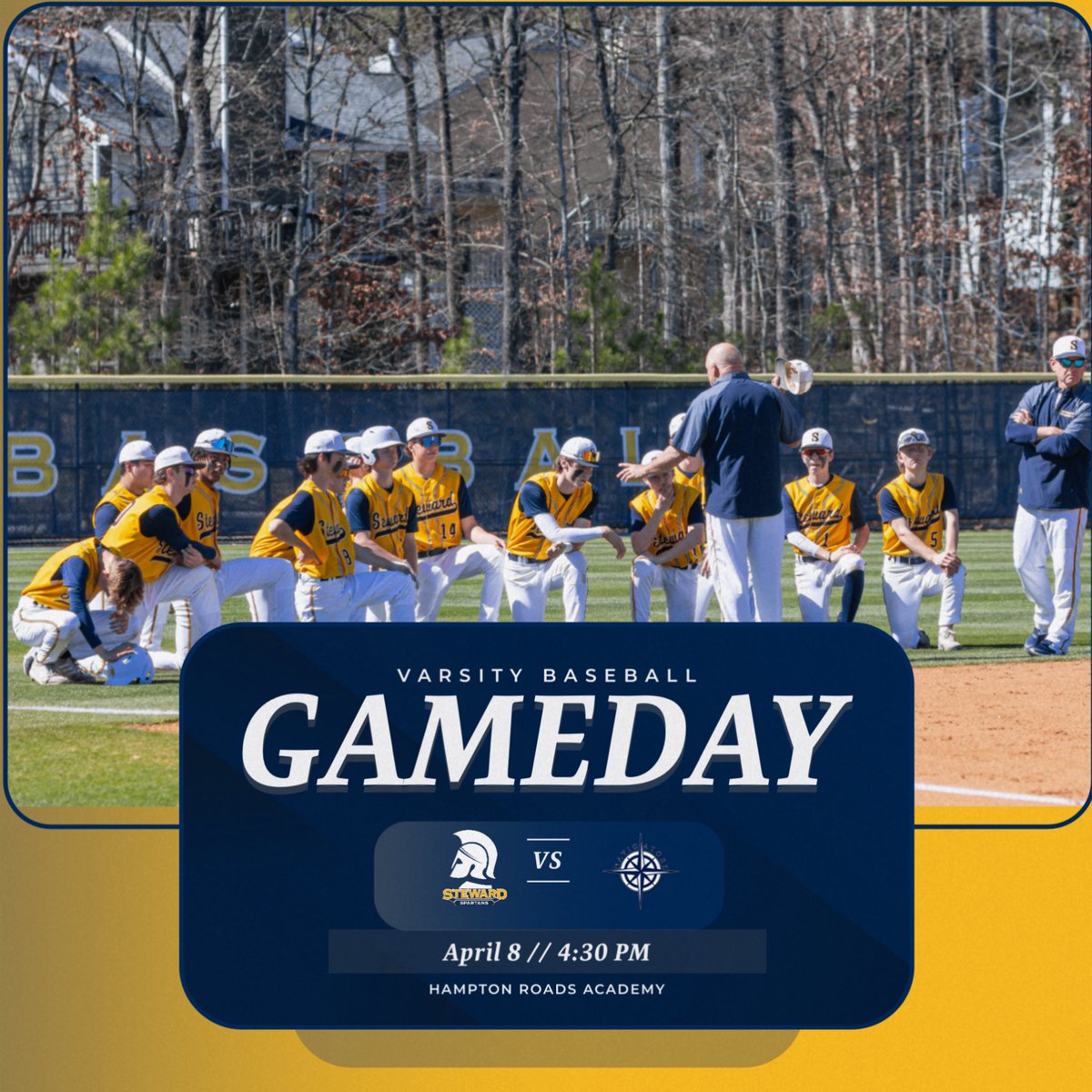 Wishing the varsity baseball team good luck as they travel to Hampton Roads Academy for a 4:30pm start against the Navigators! #GoSpartans #804varsity @henricosports