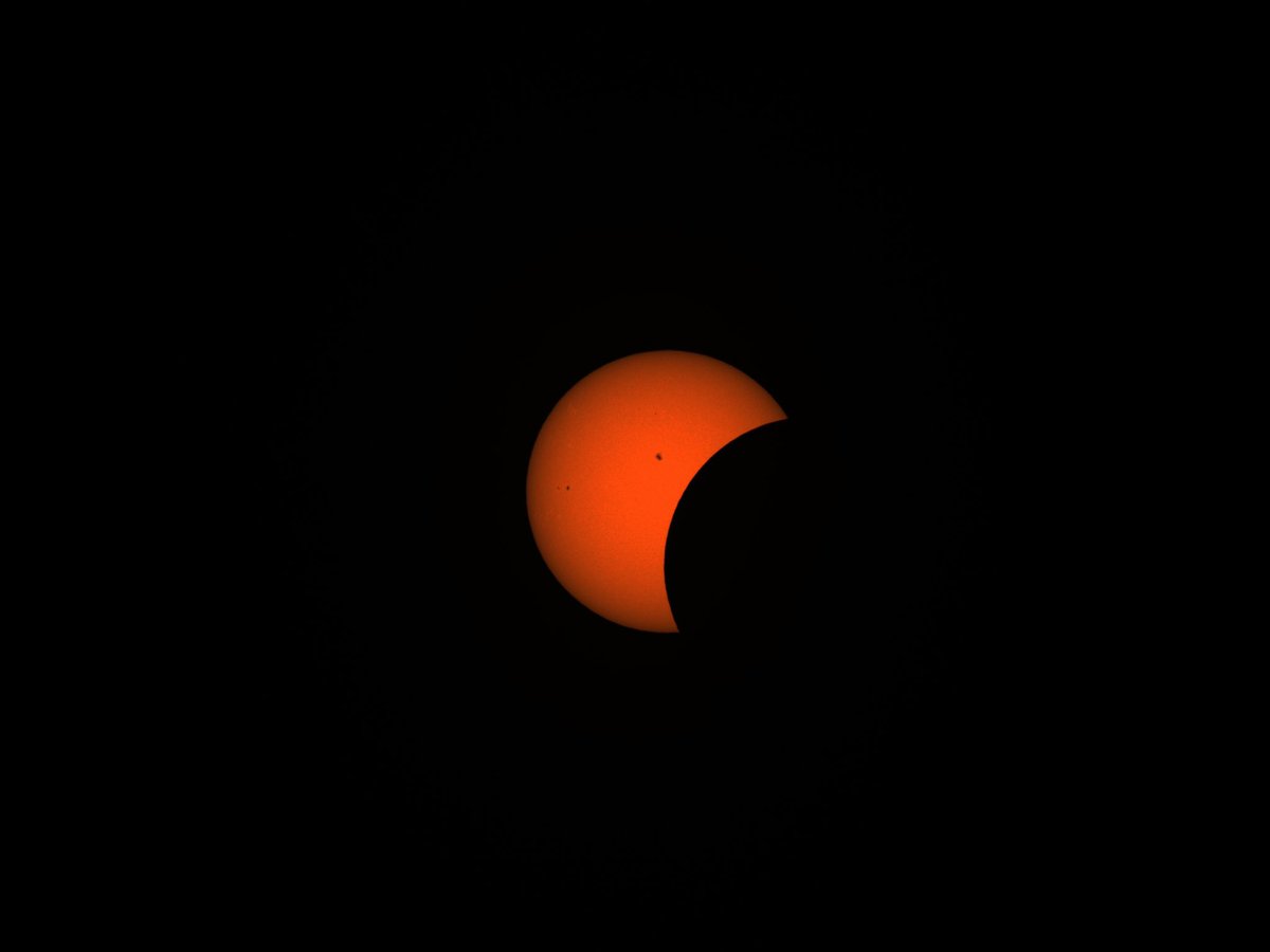 Our telescope at 12:58 CST in White Settlement #SolarEclipse2024