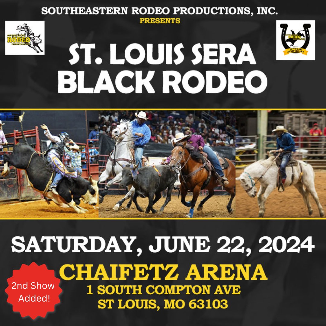 SECOND SHOW ADDED 🚨 Due to demand, we have added a second showing to the SERA Black Rodeo on June 22! There will now also be a show beginning at 1pm on Saturday, June 22. Tickets for this showing will go on-sale on Tuesday, April 16 at 10am.