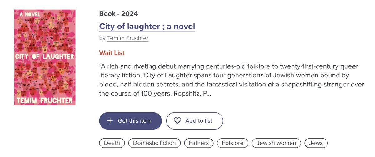 For mysterious reasons, City of Laughter is not yet available at the Brooklyn Public Library! Brooklyn friends, if you're so inclined, pls put a hold on it/request it, so that they can see there's interest! (And if you want to get it out of the library, it's available at NYPL!)