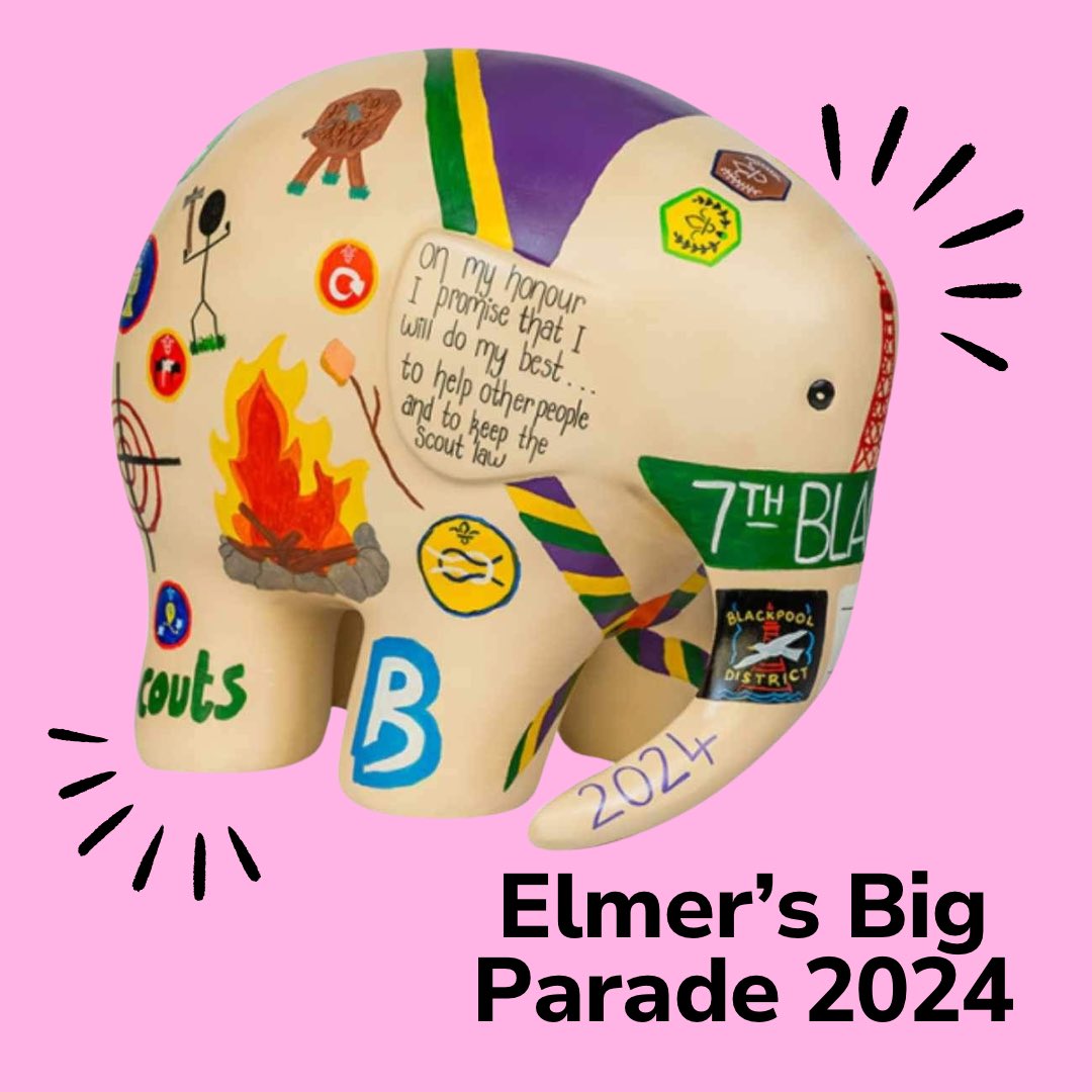 It’s here! Our very own 7th Blackpool Scout Group based on Mereside have got stuck in with @ElmerBlackpool! Our young people wanted Elmer ‘Leon’ to show off badges and the activities they like best, and in his own uniform! The trail starts in 5 days so get downloading the app!