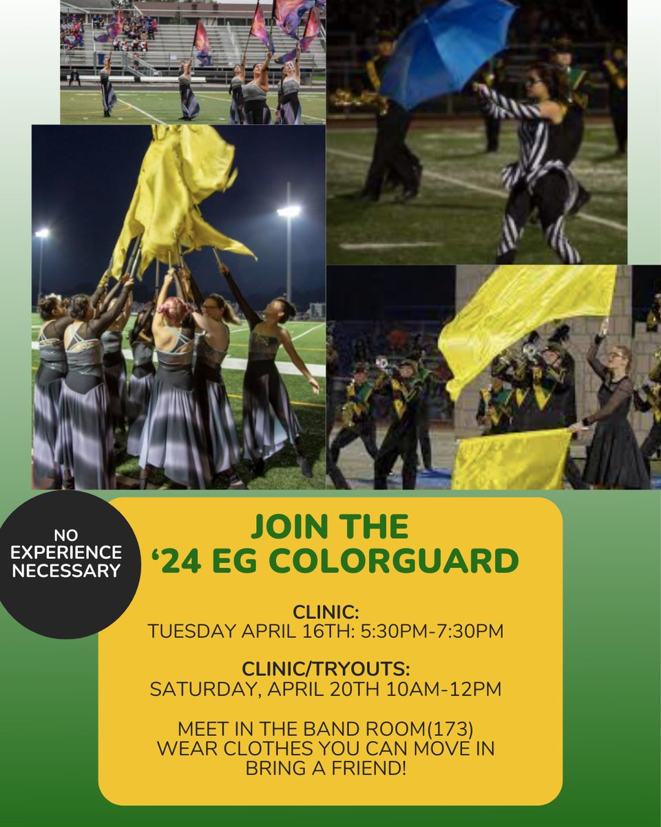 Join the EG Colorguard! @EG_Nation @EGFineArts @ElkGrove_HS @EG_Color_Guard