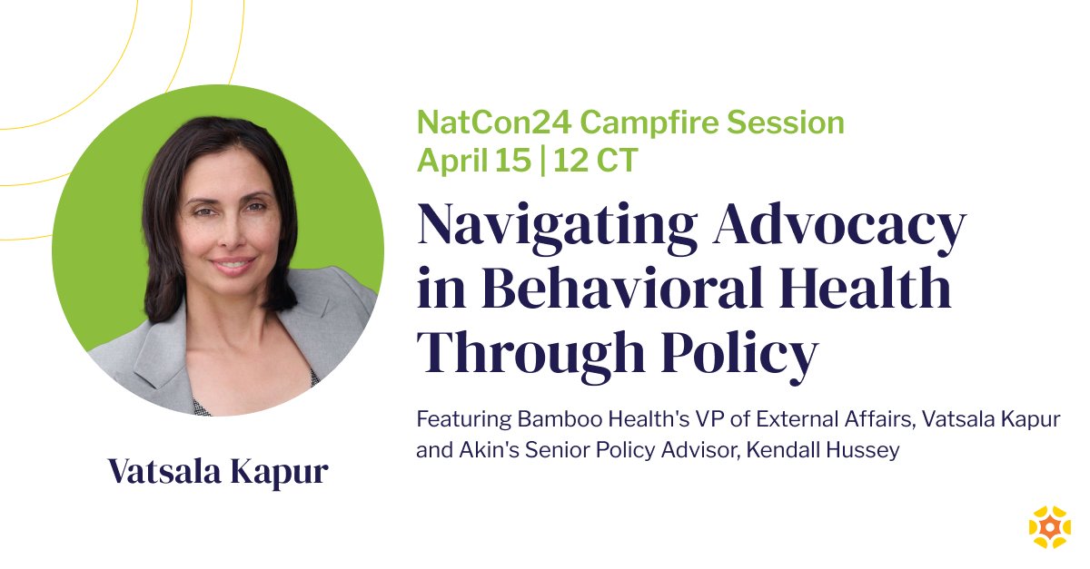 Don't miss @bamboohlth's Campfire Session at #NatCon24 next week! Want to schedule an onsite meeting with a Bamboo Health expert? Visit bit.ly/3TwE7ZS to learn more and to schedule a meeting with us at booth #2604.