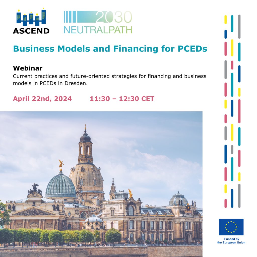 🌱💡 Join @NEUTRALPATH & ASCEND for a webinar series on Business Models & Financing for Clean Energy Districts. Our next session, 'Setting the Vision: Financing and Business Models for PCEDs - Dresden,' is on April 22, 2024. Access it here: teams.microsoft.com/dl/launcher/la…