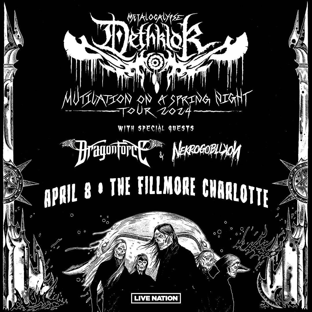 Dethklok (@MordhausTweet): Mutilation on a Spring Night with @DragonForce & @Nekrogoblikon TONIGHT (4/8) at The Fillmore! Doors: 6 PM | Show: 7 PM Tickets/Upgrades 👉 livemu.sc/3xm1mP8