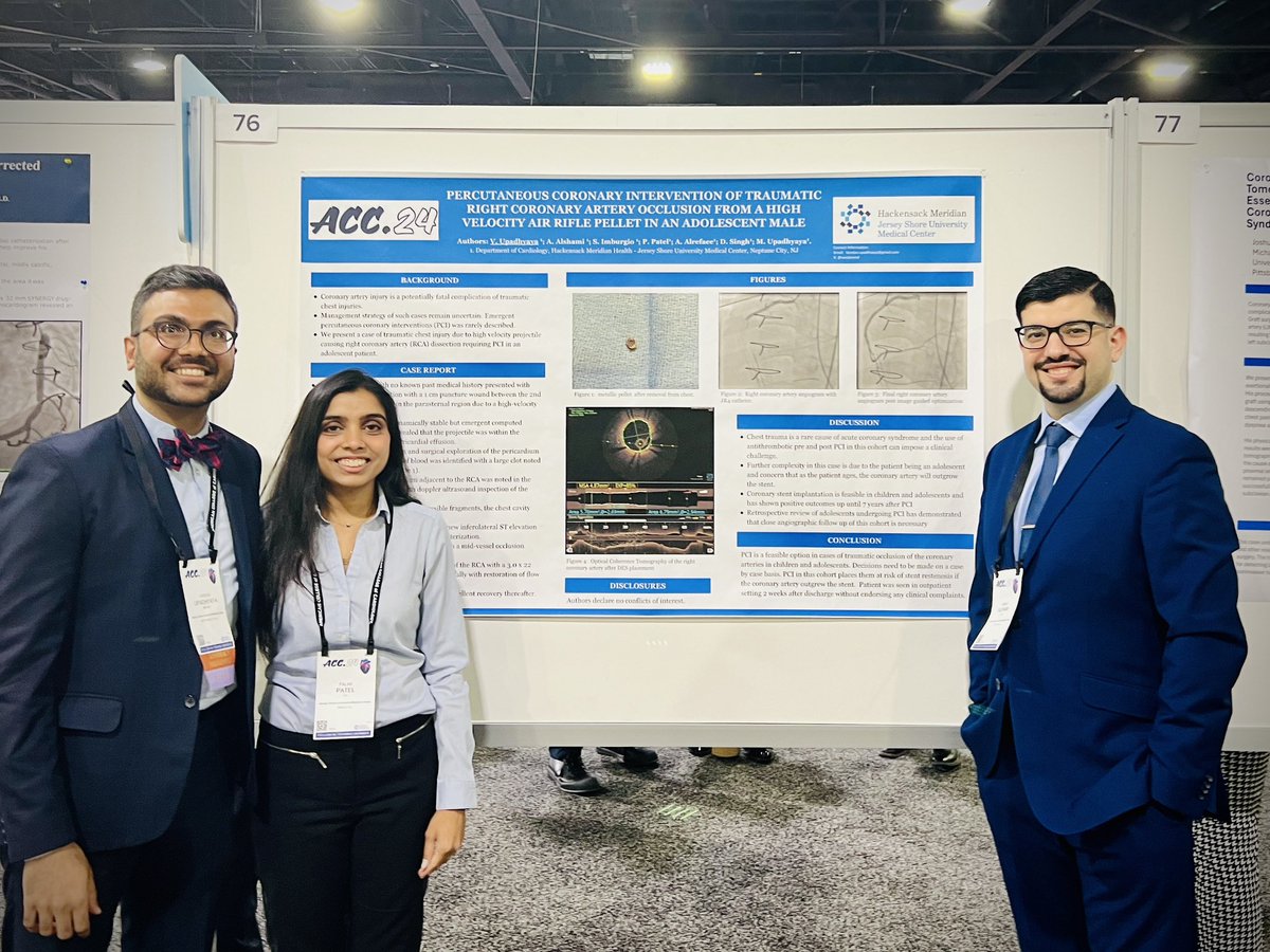 #blessed for opportunity to present at #ACC24 complex cases performed at <a href="/HMHNewJersey/">Hackensack Meridian</a> JSUMC cardiology department. Thank you <a href="/madcardiology/">Madhav Upadhyaya</a> for mentoring. <a href="/HMHSchoolofMed/">Hackensack Meridian School of Medicine</a> #ACCFIT  #cardiology <a href="/MSchoenfeld_MD/">Matthew Schoenfeld</a> <a href="/AbbasFAlshami/">Abbas Alshami</a> <a href="/PalakRPatelDO/">Palak R. Patel</a> <a href="/stevenimburgio/">Steven Imburgio</a>