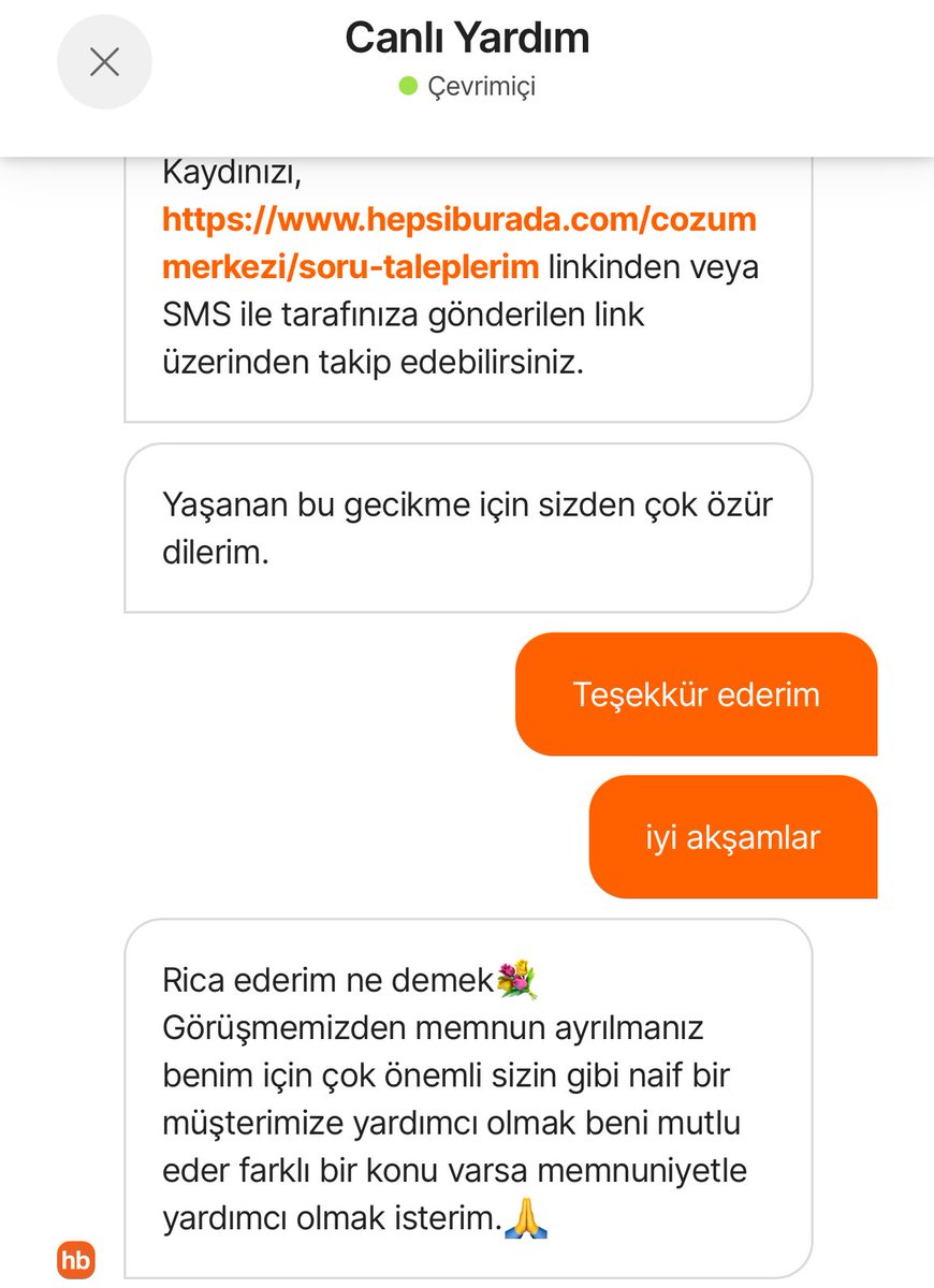 Napalım bizde hepsiburada canlı destekle takılıyoruz