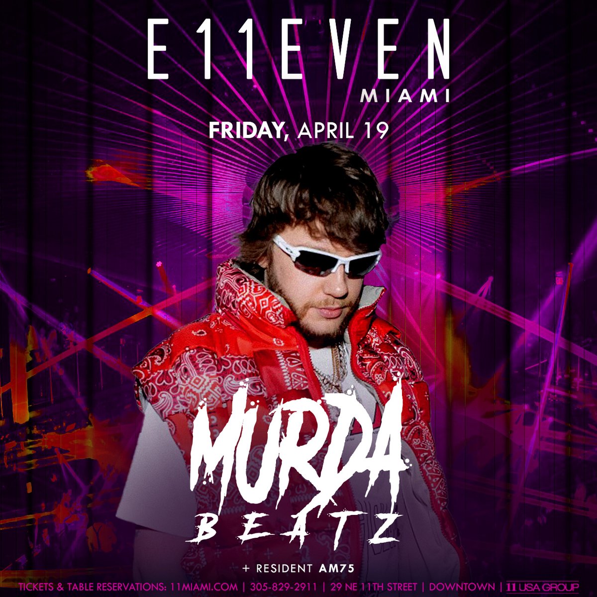 Murda on the beat so it's not nice ⚡️ @murdabeatz at #11miami on Friday, April 19th Tickets & Tables link in bio | 11miami.com #E11EVEN #Miami #MurdaBeatz