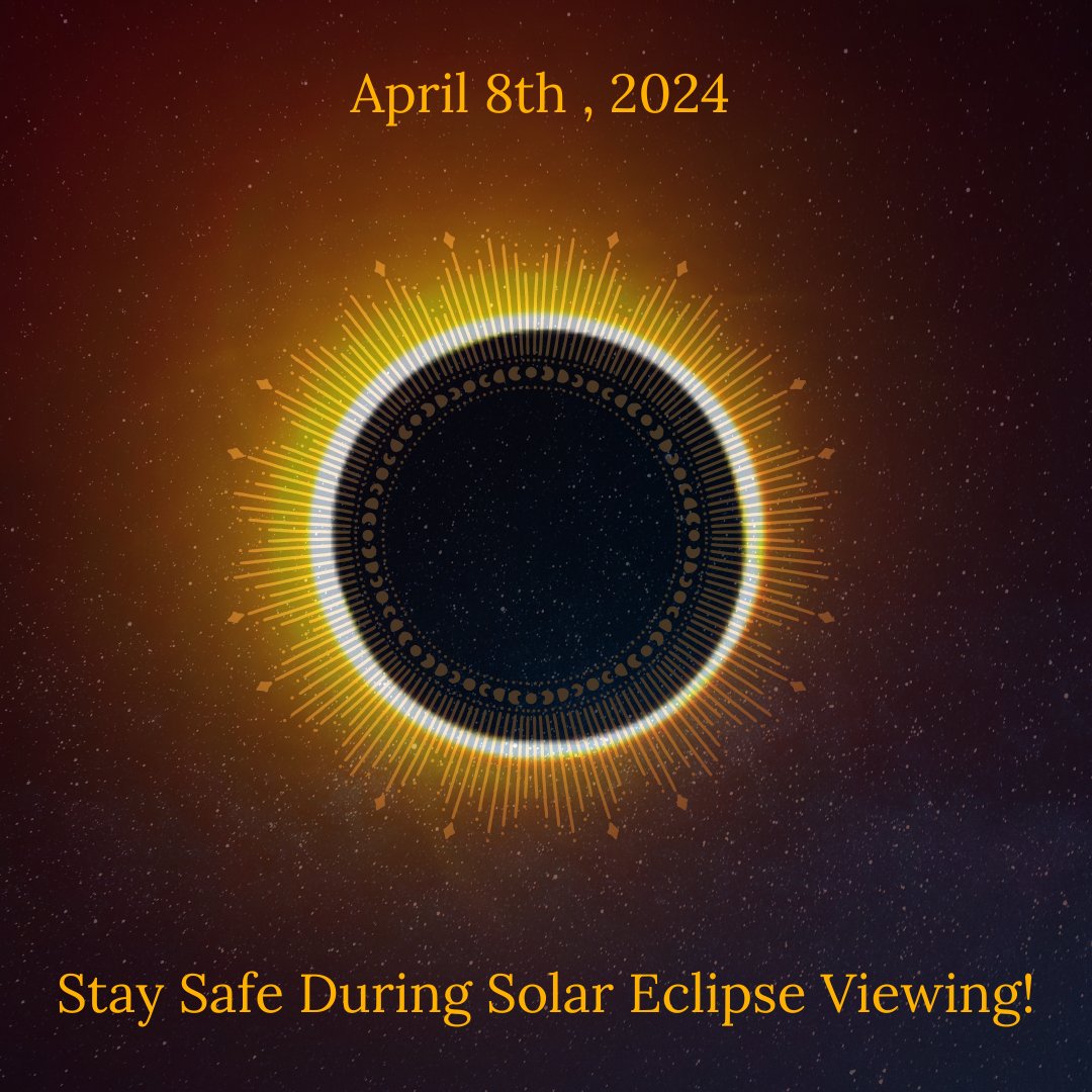 Excited for the Solar Eclipse? Remember safety first! Use certified eclipse glasses or indirect viewing methods to protect your eyes and enjoy the celestial spectacle safely. 🌑 🌔🌓🌞🌖🌘🌒 #SolarEclipseSafety #SolarViewingGlasses #SafetyFirst