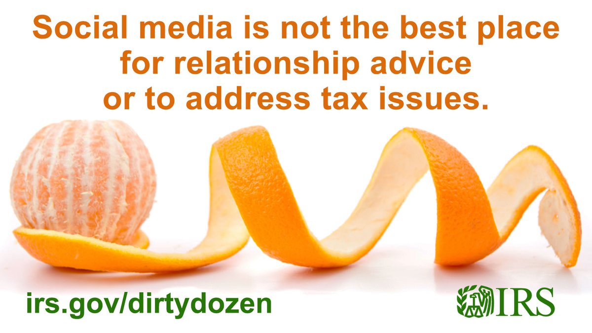 #TaxSecurity reminder: There are many ways to get good #IRS tax information, including from a trusted #TaxPro, tax software and IRS.gov. This year’s Dirty Dozen list shares how to avoid taking phony tax advice on social media: ow.ly/K4eP50RaGfr