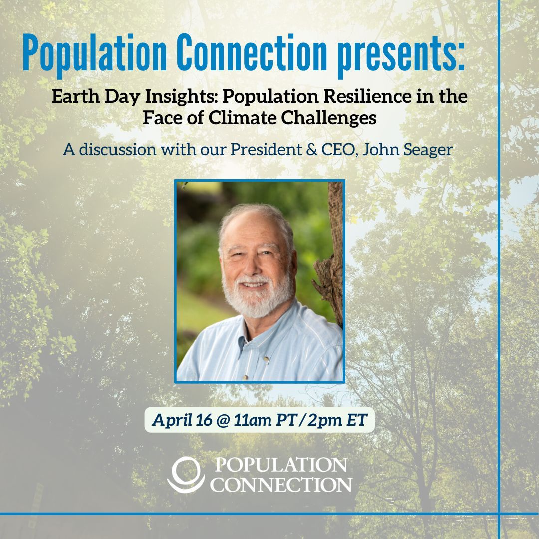 In the lead-up to #EarthDay, join us for a webinar with our President & CEO, John Seager! John will discuss how removing barriers to family planning and girls’ education is one of the most powerful available climate actions. Register here: populationconnection-org.zoom.us/webinar/regist…