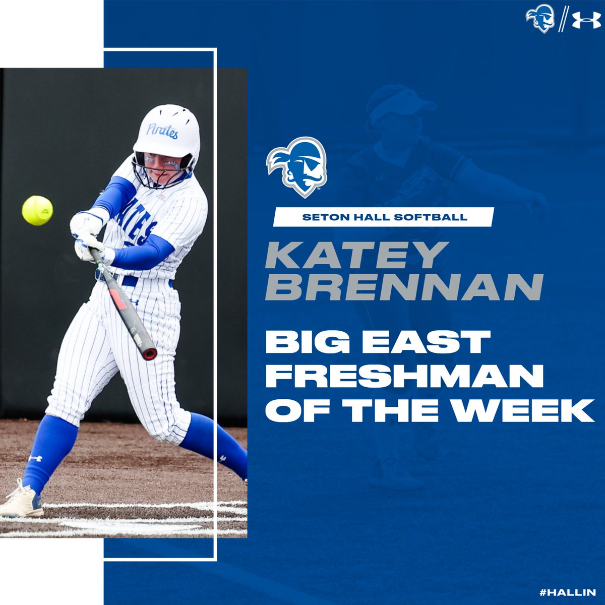 𝐊𝐁 𝐱 𝟐! For the second time this season, Katey Brennan is the BIG EAST Freshman of the Week! #HALLin🔵⚪ | #HooksUp
