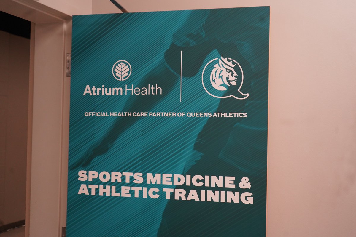 Great to see the new signage for the Queens Athletics Training Room in the Levine Center when stopping by! Such a wonderful partnership between Queens Athletics and Atrium Health, enriching the Queens experience for our student-athletes! #QUeenCity #RoyalsRise #CLT