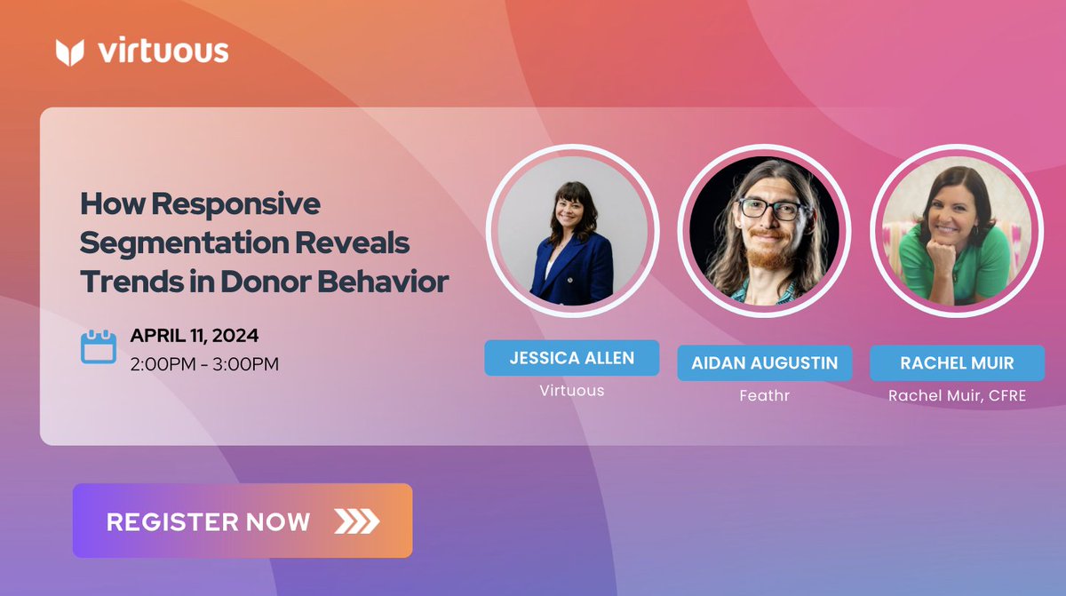 Do your communications feel a little flat or simply not resonating with your supporters? Join experts from Virtuous and Feathr on 4/11 at 2pm ET to learn how to segment your audience to make a greater impact with your supporters. Save your seat! vrtuo.us/3vrSfff